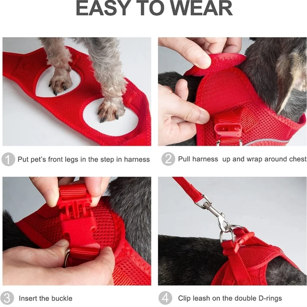 Petifine Step in Red Soft Dog Harness Size Small